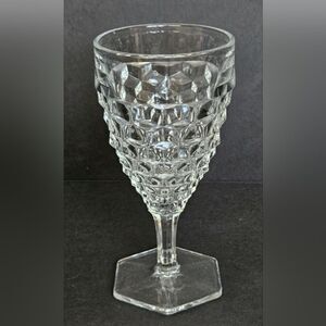 Vintage Set Of 6 Fostoria Glasses Cubist Hexagon Footed